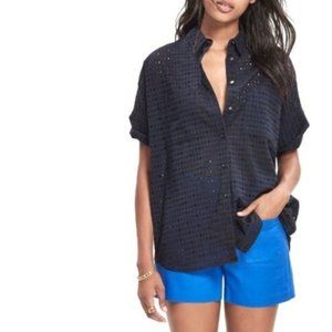 Madewell Navy Eyelet Courier Shirt Button-Up